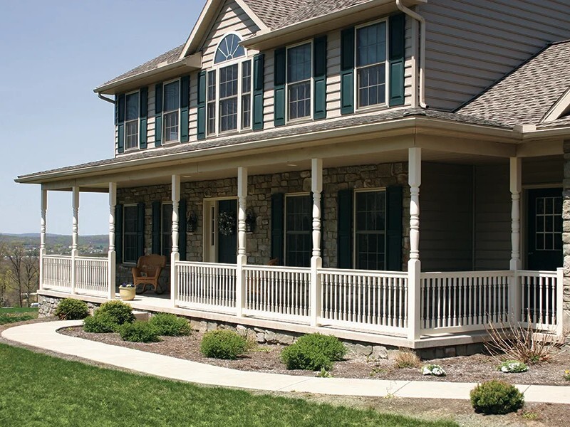 Porch Posts Colonial Picture on House Porch White Vinyl cropped