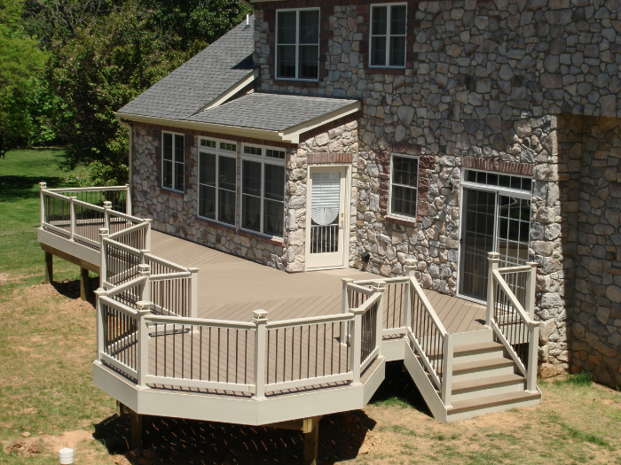 Tan deck with glass panel railing