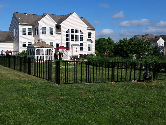 Black aluminum fence installation in Baltimore County