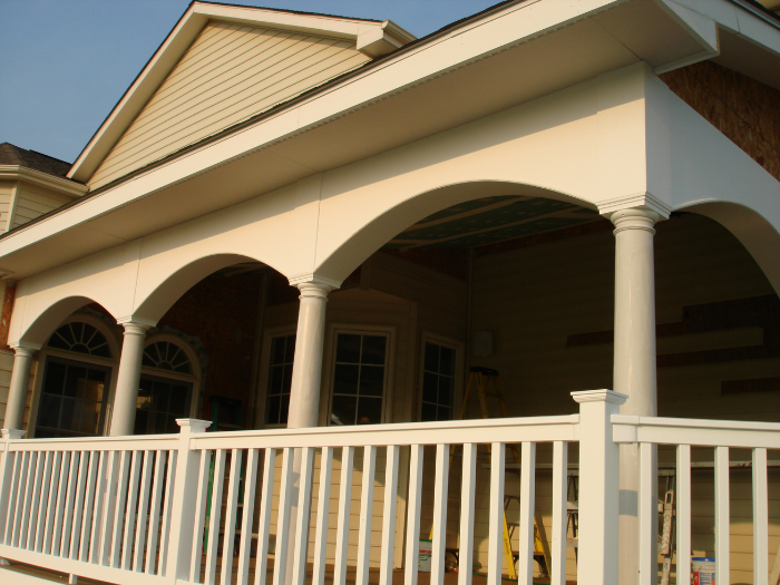 white square picket railing