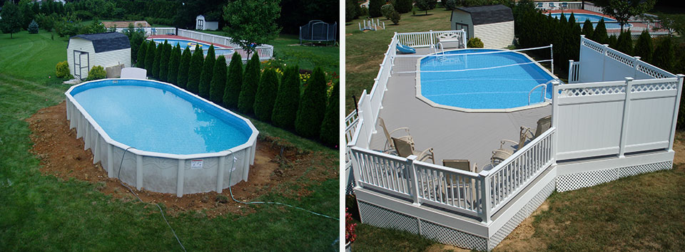Before and after pool deck installation