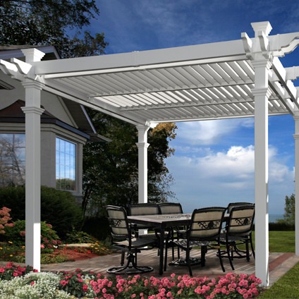 New England Arbors Decorative LAKEWOOD Wood Grain Vinyl Garden Patio Spa Pergola 